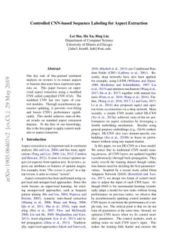 Controlled CNN-based Sequence Labeling for Aspect Extraction