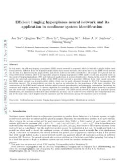 Efficient hinging hyperplanes neural network and its application in
  nonlinear system identification