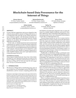 Blockchain-based Data Provenance for the Internet of Things