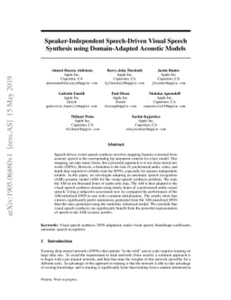 Speaker-Independent Speech-Driven Visual Speech Synthesis using
  Domain-Adapted Acoustic Models