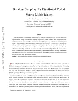 Random Sampling for Distributed Coded Matrix Multiplication