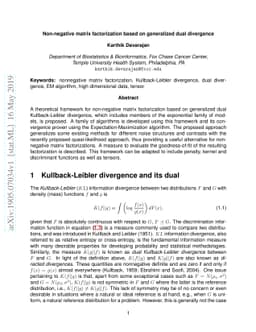 Non-negative matrix factorization based on generalized dual divergence