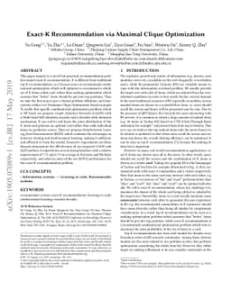 Exact-K Recommendation via Maximal Clique Optimization