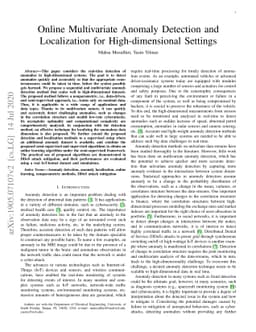 Online Multivariate Anomaly Detection and Localization for
  High-dimensional Settings