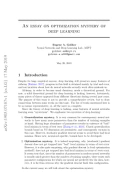 An Essay on Optimization Mystery of Deep Learning