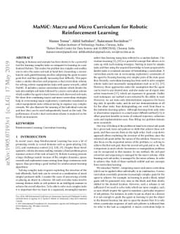 MaMiC: Macro and Micro Curriculum for Robotic Reinforcement Learning