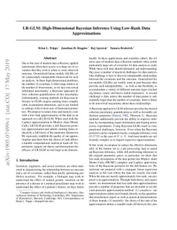 LR-GLM: High-Dimensional Bayesian Inference Using Low-Rank Data
  Approximations