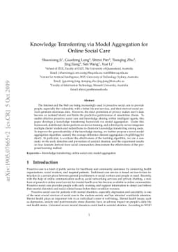 Knowledge Transferring via Model Aggregation for Online Social Care
