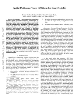 Spatial Positioning Token (SPToken) for Smart Mobility