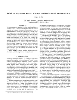 An Online Stochastic Kernel Machine for Robust Signal Classification