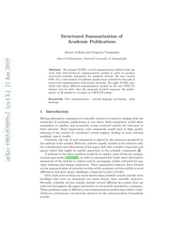 Structured Summarization of Academic Publications