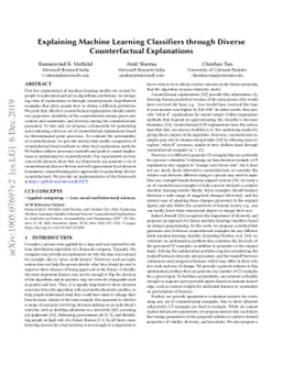 Explaining Machine Learning Classifiers through Diverse Counterfactual
  Explanations