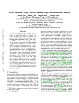 Earlier Attention? Aspect-Aware LSTM for Aspect-Based Sentiment Analysis