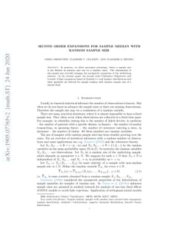 Second Order Expansions for Sample Median with Random Sample Size