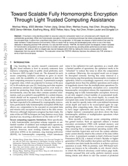 Toward Scalable Fully Homomorphic Encryption Through Light Trusted
  Computing Assistance