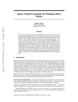 Sparse Transfer Learning via Winning Lottery Tickets