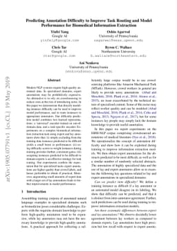 Predicting Annotation Difficulty to Improve Task Routing and Model
  Performance for Biomedical Information Extraction