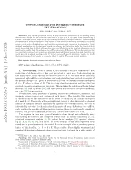 Uniform bounds for invariant subspace perturbations
