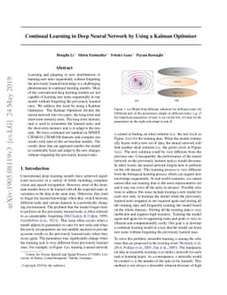 Continual Learning in Deep Neural Network by Using a Kalman Optimiser