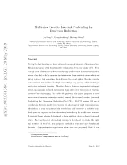 Multi-view Locality Low-rank Embedding for Dimension Reduction