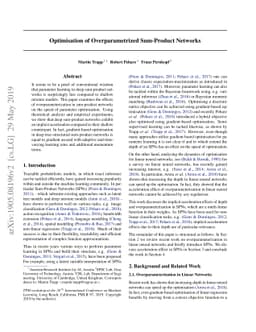 Optimisation of Overparametrized Sum-Product Networks