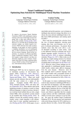 Target Conditioned Sampling: Optimizing Data Selection for Multilingual
  Neural Machine Translation