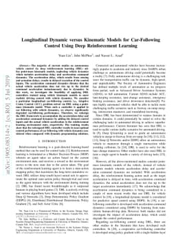 Longitudinal Dynamic versus Kinematic Models for Car-Following Control
  Using Deep Reinforcement Learning