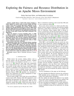Exploring the Fairness and Resource Distribution in an Apache Mesos
  Environment