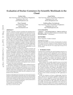 Evaluation of Docker Containers for Scientific Workloads in the Cloud