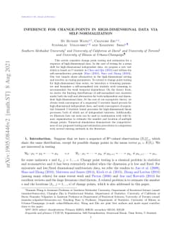 Inference for Change Points in High Dimensional Data via
  Self-Normalization