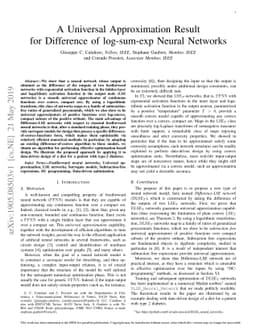 A Universal Approximation Result for Difference of log-sum-exp Neural
  Networks