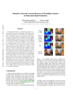 SharpNet: Fast and Accurate Recovery of Occluding Contours in Monocular
  Depth Estimation