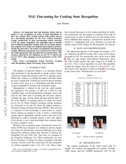 VGG Fine-tuning for Cooking State Recognition