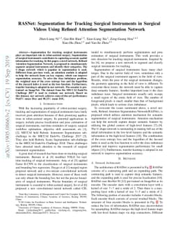 RASNet: Segmentation for Tracking Surgical Instruments in Surgical
  Videos Using Refined Attention Segmentation Network