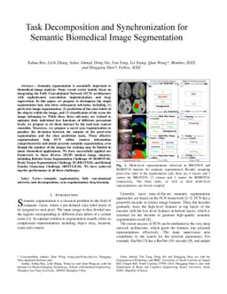 Task Decomposition and Synchronization for Semantic Biomedical Image
  Segmentation