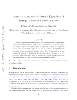 Asymptotic Analysis for Extreme Eigenvalues of Principal Minors of
  Random Matrices