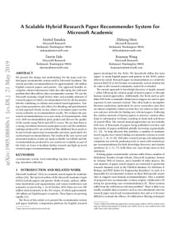 A Scalable Hybrid Research Paper Recommender System for Microsoft
  Academic