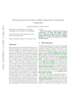 Evolving neural networks to follow trajectories of arbitrary complexity
