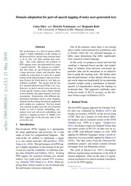 Domain adaptation for part-of-speech tagging of noisy user-generated
  text