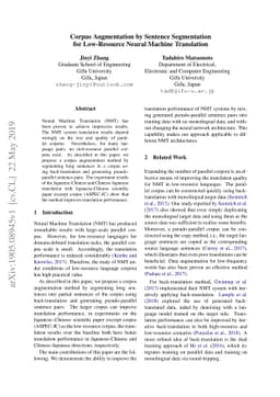 Corpus Augmentation by Sentence Segmentation for Low-Resource Neural
  Machine Translation