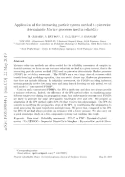 Application of the interacting particle system method to piecewise
  deterministic Markov processes used in reliability