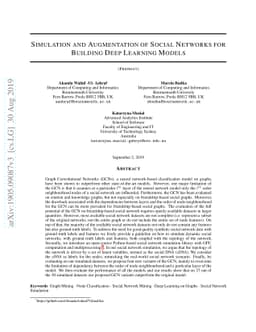 Simulation and Augmentation of Social Networks for Building Deep
  Learning Models