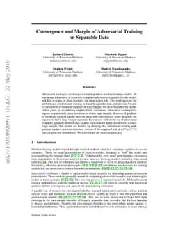 Convergence and Margin of Adversarial Training on Separable Data