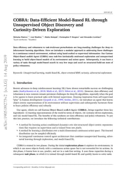 COBRA: Data-Efficient Model-Based RL through Unsupervised Object
  Discovery and Curiosity-Driven Exploration
