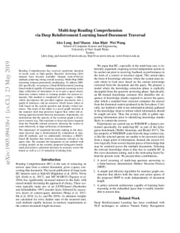 Multi-hop Reading Comprehension via Deep Reinforcement Learning based
  Document Traversal