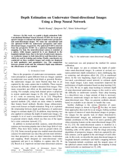 Depth Estimation on Underwater Omni-directional Images Using a Deep
  Neural Network