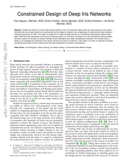 Constrained Design of Deep Iris Networks