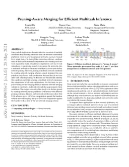 Pruning-Aware Merging for Efficient Multitask Inference