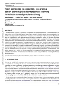 From semantics to execution: Integrating action planning with
  reinforcement learning for robotic causal problem-solving