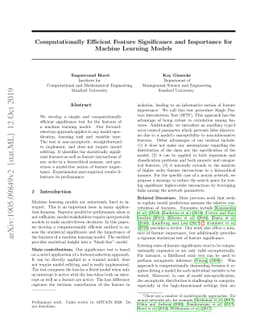 Computationally Efficient Feature Significance and Importance for
  Machine Learning Models